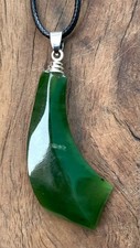 Green Jade Nephrite Style Curved Tusk Pendant...
