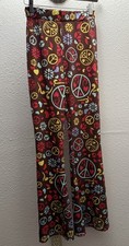 Hippie Pants Women's S/M Multicolor Flare Leg Floral Elastic Waist