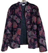 SUN N SAND Vintage Velvet Jacket Floral Size L Fall/Winter