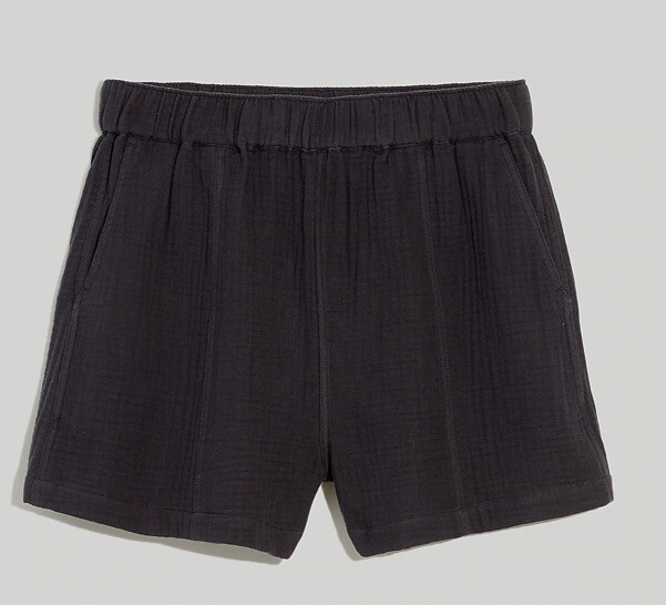 Madewell Woman Easy Pull-on Gray Shorts in Lightspun Gauze Brush