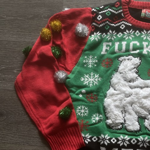 Spencer's Funny Ugly Christmas Sweater Naughty Holiday F**king Merry Collector - Picture 5 of 12