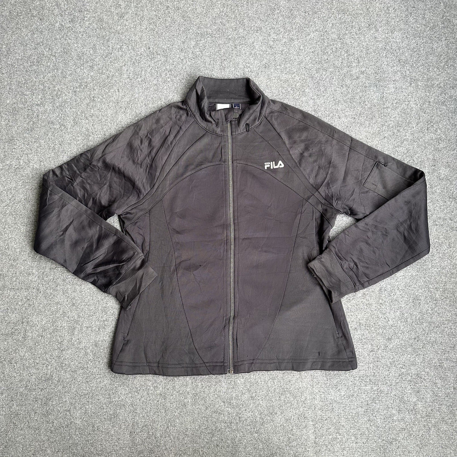 FILA giacca da allenamento donna retrò manica lunga taglia L giacca sportiva pullover A18506 grigia