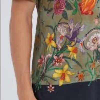GUCCI Linen Floral Snake Print Damage Processing T-shirt XL | eBay