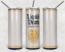 Liquid Death 20 oz Stainless Steel Insulated Tumbler With Box Lid & Straw