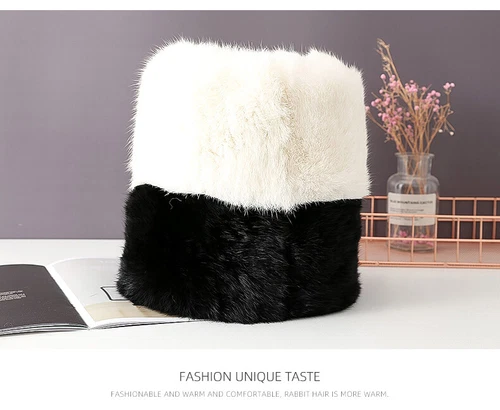 100% Real Rabbit Fur Hat Thicken Winter Warm Flat Top Cap Fashion Outdoor Men - Picture 16 of 24