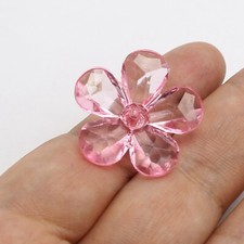 25pcs 28mm Mixed Color Flower Beads -Transparent Acrylic Floral with Center Hole