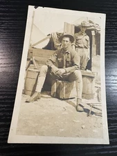 WWI Soldiers In Camp Photograph, Named Leslie Davis c. 1917-1919