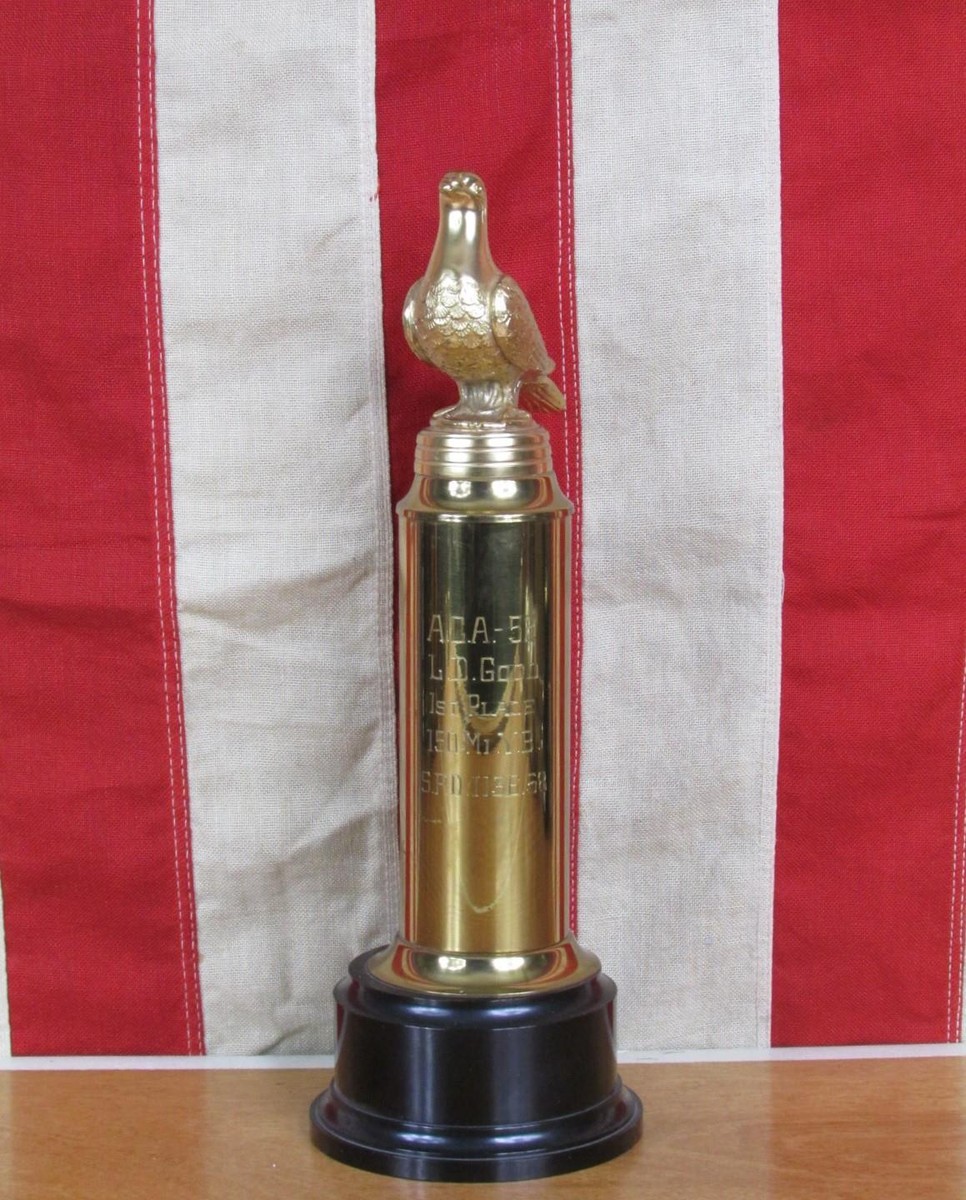 Vintage 1952 Pigeon Racing Trophy Figural Bird Topper ACA Race