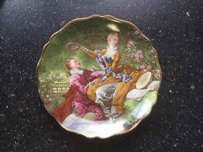 Antique Limoges Handpainted Courtship Scene Plate Ø ca.11 Cm
