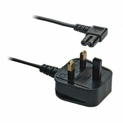 1m Stromkabel UK 2pin Stecker auf rechtwinklig 90 Grad IEC C7 Figur 8 Kabel