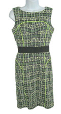 Vtg Milly of New York Womens 4 Navy Green Sleeveless Dress Lined USA EUC