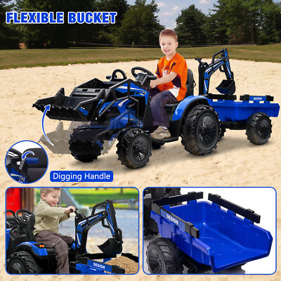 #ad 24V Kids Ride on Tractor Electric Ride on Car Remote Control Excavator w Trailer $454.99