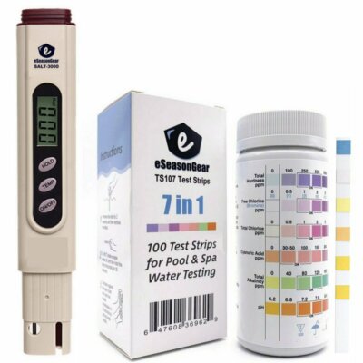 eSeasongear SALT-3000 + TS107 COMBO, Meter + Test Strip COMBO for Salt Wate Pool