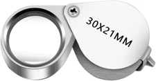 Jewelers Loupe Magnifier Pocket Foldable 30x 21mm Jewelry Eye Silver 