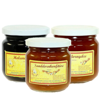 (19,38 EUR/kg) Probierpaket Sanddornkonfitüre ''extra'' (240g), Sanddorn Gelee e