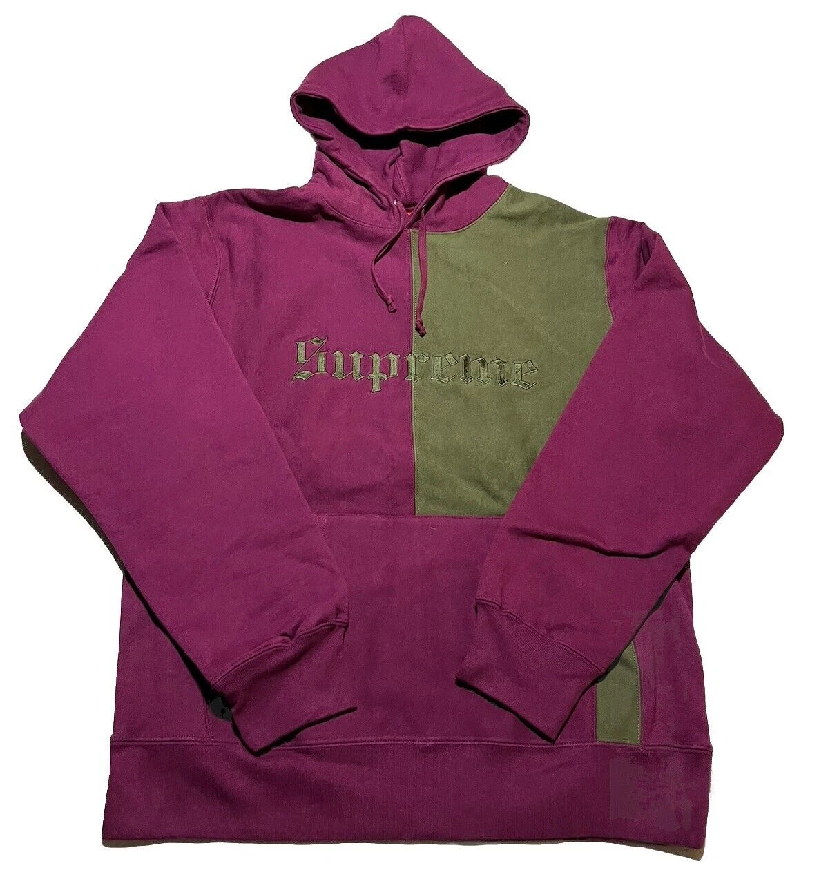 FW17 Supreme Split Old English Hooded Sweatshirt XL bleu marine sweat à capuche neuf GM4
