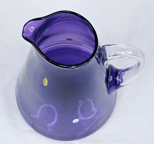 Amethyst Hand Blown Art Glass Pitcher Signed New Orleans Vintage Pontil 72 oz - Picture 6 of 13