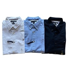 Tommy Hilfiger Men's Regular Fit Solid Stretch Cotton Oxford Long Sleeve Shirt