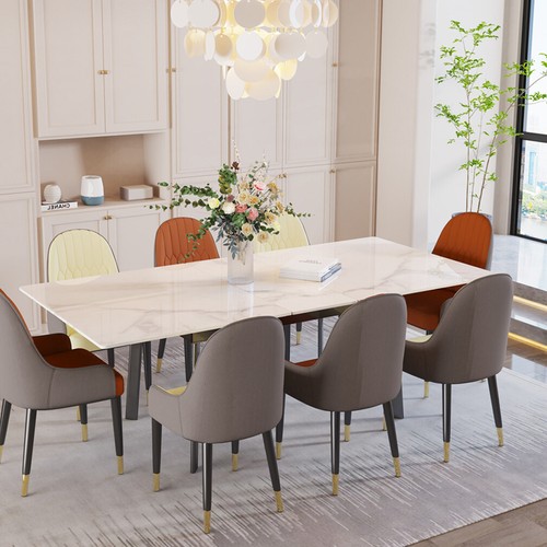 Minimalist Luxury Dining Table 180CM Extendable Kitchen Table Hardness Stone Top - Picture 5 of 24