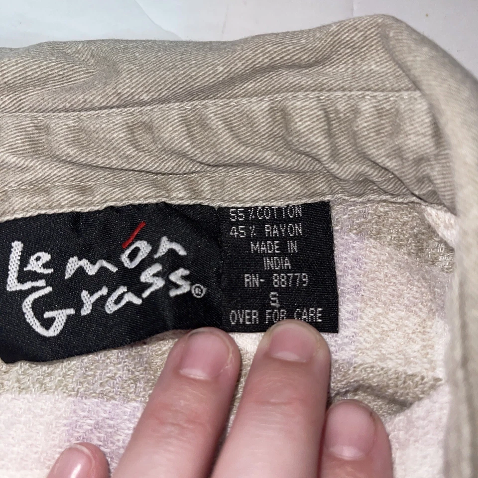 Franela a cuadros Lemon Grass para mujer con botones talla S bronceado apagado crema Foto 3 de 4