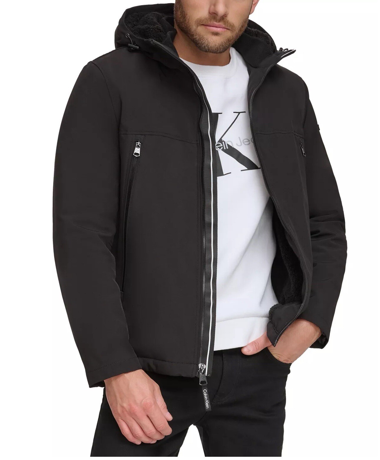 Calvin Klein Men's Sherpa Lined Infinite Stretch Soft Shell Jacket