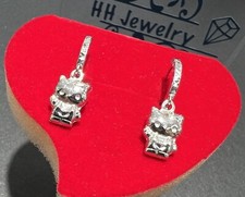 18K White Gold Hello Kitty Hoop Dangle Earrings