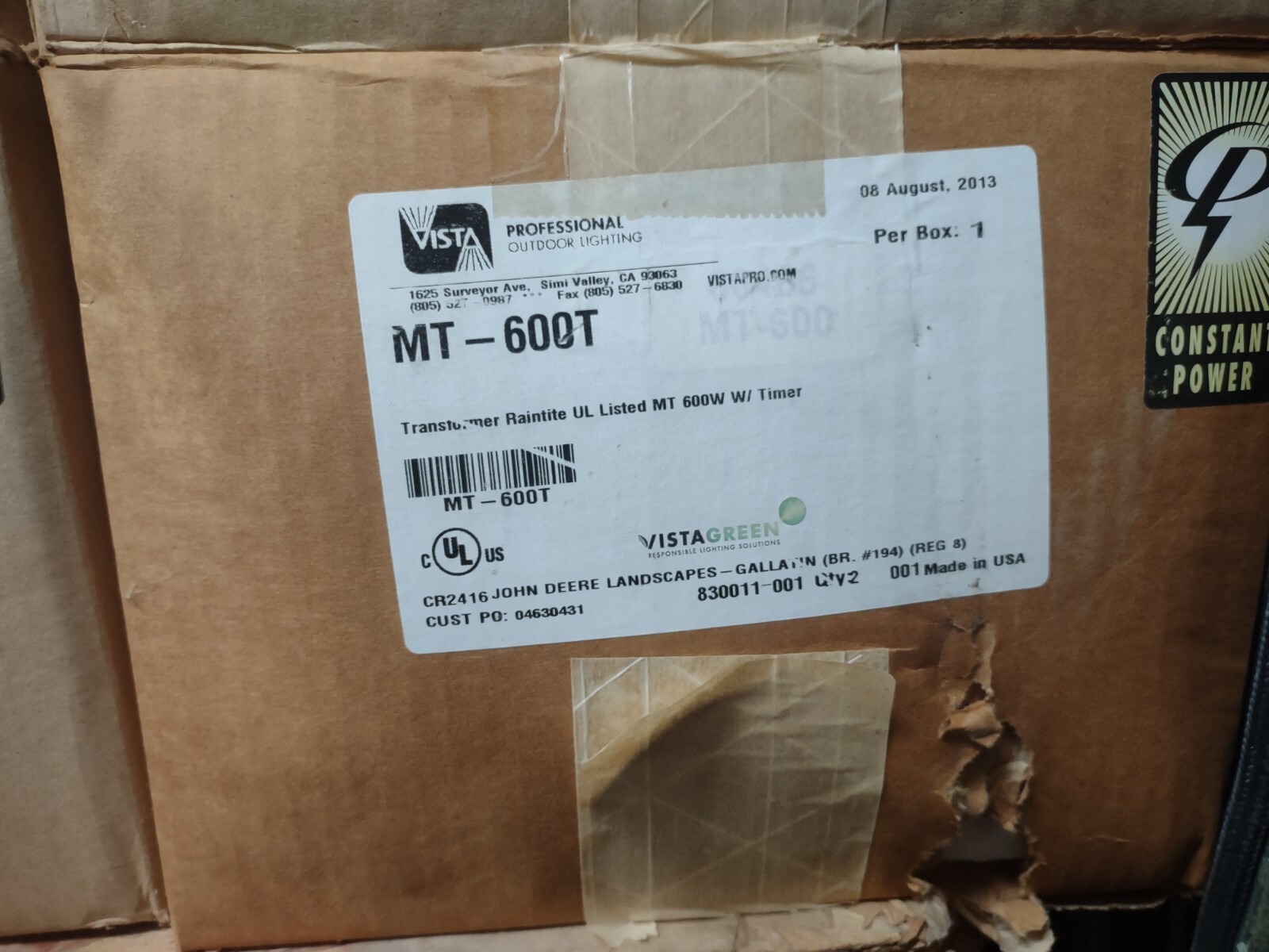 VISTA MT600T Outdoor Lighting VA MultiTap Low Voltage Transformer