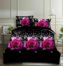 3D Duvet Cover Bedding Set With Fitted Sheet & Pillow Case Single Double King 