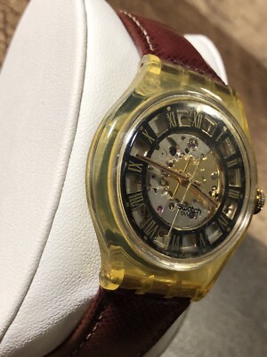 Rare Vintage Swiss Swatch Automatic Skeleton Watch AG 1995
