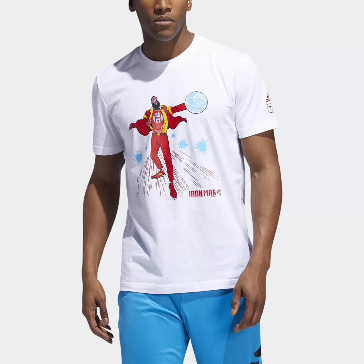 Adidas MARVEL IRON MAN JAMES HARDEN Tee jersey Graphic Top Shirt