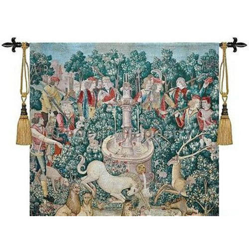 Medieval Woven Fine Art Tapestry Wall Hanging 100% Cotton 39"x39",Hunting - Picture 1 of 1
