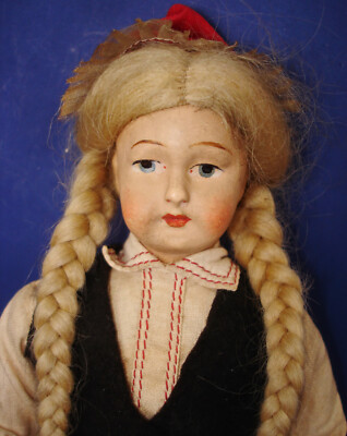 Vintage Martta Petalahti Cloth & Compo Cultural Ethnic Doll Finland 1930s-on