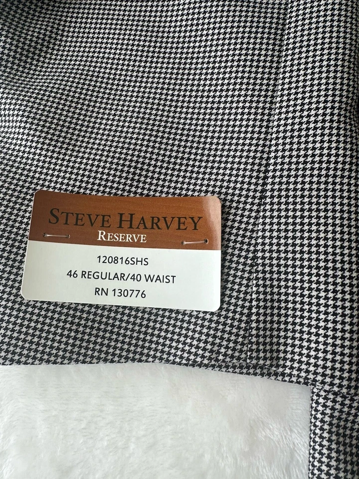 Nuevo con etiquetas Traje Chaqueta Steve Harvey Reserve 46R, Gris/Negro y Blanco A Cuadros. Foto 4 de 4