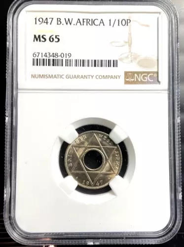 1947 British West Africa 1/10 Penny, NGC MS 65, KM-20, Attractive