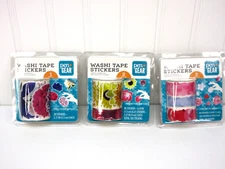 Lot of 3 Floral Rolled Washi Stickers Tape Craft Tape Flowers Petals Pen + Gear