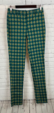 LAND'S END slim leg cotton blend stretch twill green yellow pants jeans 4 NWOT