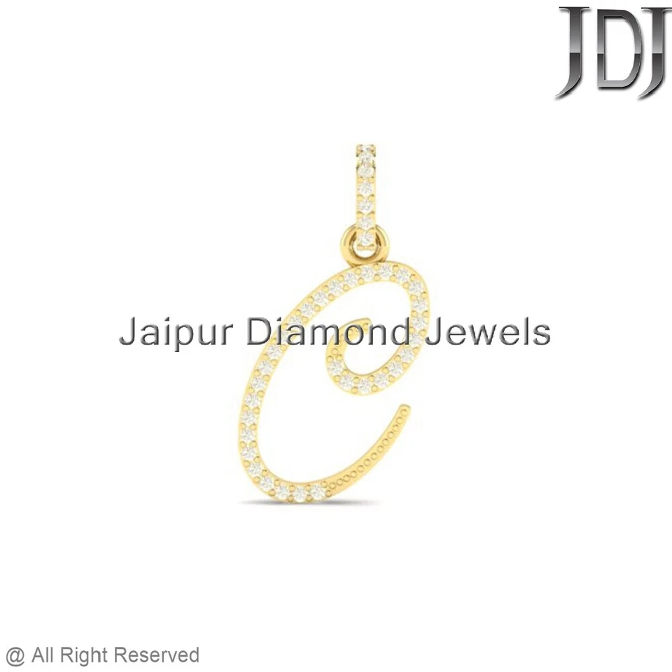 Colgante Alfabeto Dije Oro Inicial Letra 14k Amarillo Real Diamantes Genuinos Regalo Foto 4 de 4