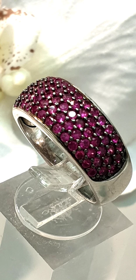 925 Silber Bandring von TC mit tiefroten Zirkonia Pavee gefasst RG 56/17,8 mm - Bild 4 von 4