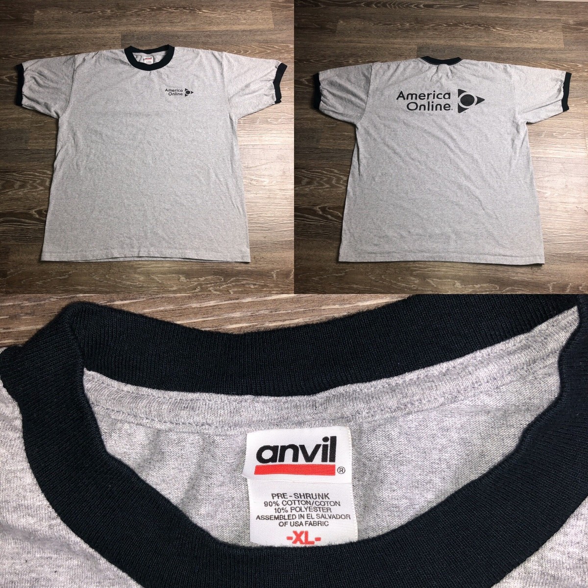 Vintage AOL America Online Dial Up Internet Ringer T Shirt Aim