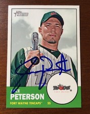 JACE PETERSON 2012 TOPPS HERITAGE AUTOGRAPHED SIGNED AUTO BASEBALL CARD 28 TINCA