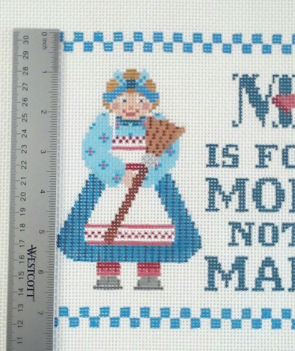 Susan Treglown needlepoint canvas M is for MOM not Maid sign saying 10m 9.5x7.5" - Picture 4 of 4