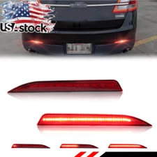 Red LED Rear Bumper Reflector Lights For 13-19 Taurus & Police Interceptor Sedan