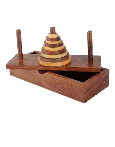 Wooden Tower of Hanoi Puzzle Game Brain Teaser Educational Game with for kids - Picture 2 of 3