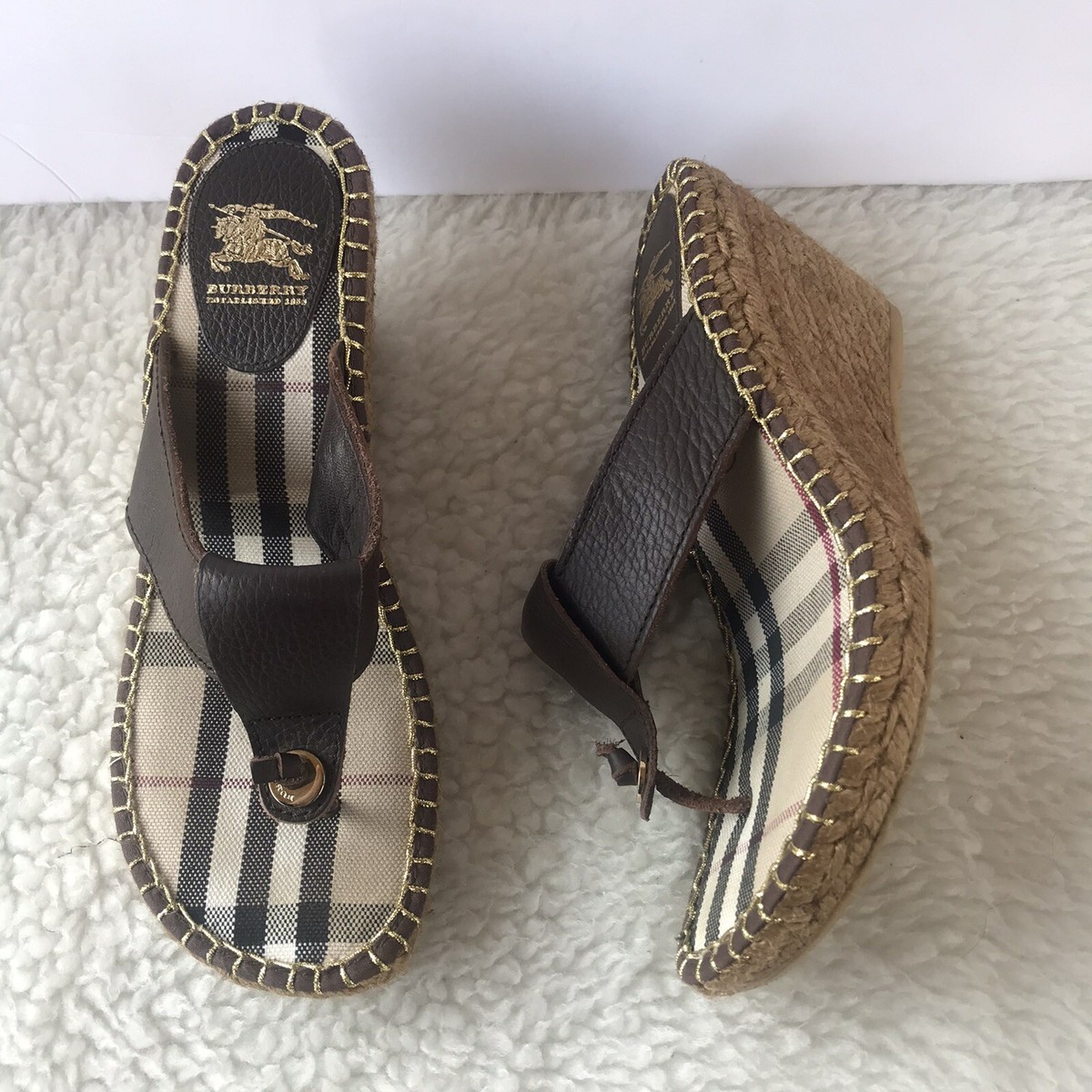 BURBERRY Women's BROWN LEATHER SANDALS 39 | eBay