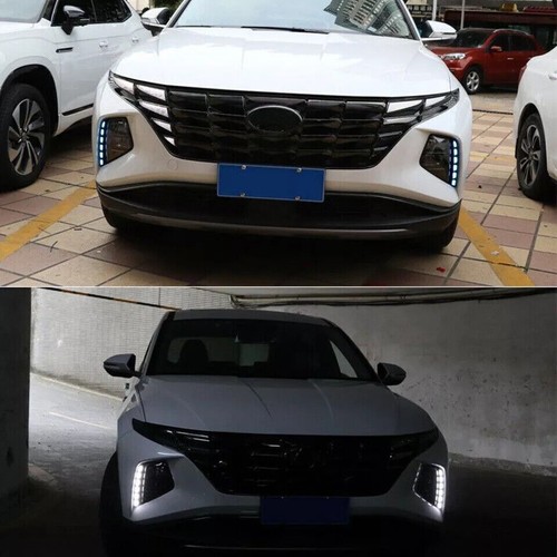 Pair LED Daytime Running Light Fog Lamp Turn Signal For Hyundai Tucson 2021-2024 - Picture 6 of 8