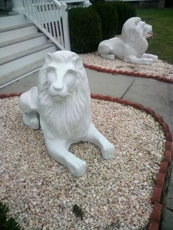 4 ft long Fiberglass LIBRARY LION outdoor garden statue (Pair Available) - Image 4 of 4