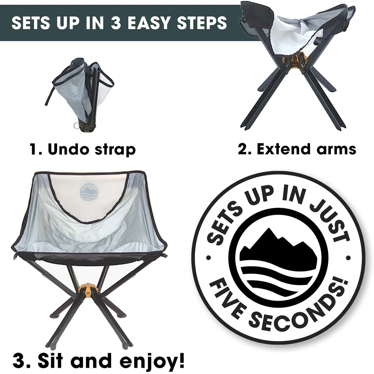 CLIQ Portable Chair Camping Chairs a Small Collapsible Portable
