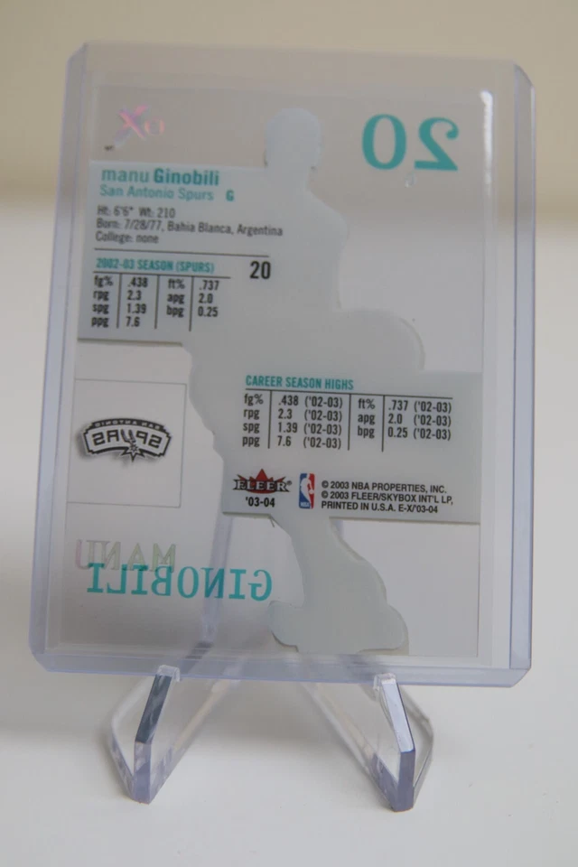 MANU GINOBILI 2003-04 FLEER SKYBOX E-X BASKETBALL CLEAR ACETATE CARD #20 SPURS - Image 2 of 2