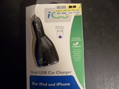iGo Dual USB CAR Charger For iPod/iPhone with free Apple Tip