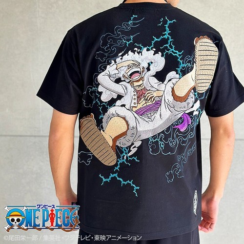 Karakuri Soul x ONE PIECE Luffy Nika Gear 5th Embroidered T-shirts Black M size - Picture 4 of 8